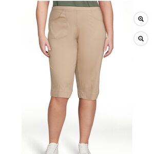 Just My Size Women’s Brownstone 2 Pocket Stretch Capris Size 1X NWT